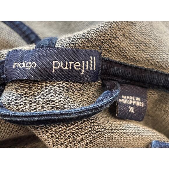 J. Jill Pure Jill Cotton Denim Chambray Zip Up Hoodie Jacket, Size XL - Picture 7 of 12